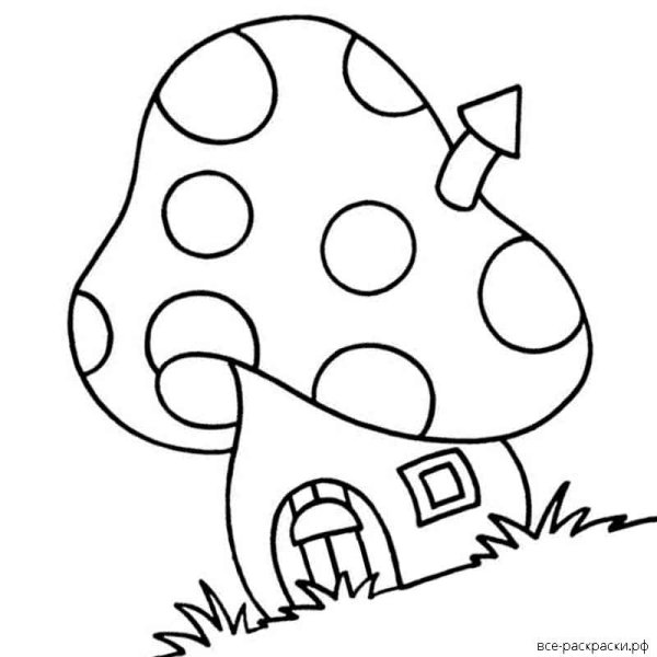 Раскраска мухомор для детей 3-4