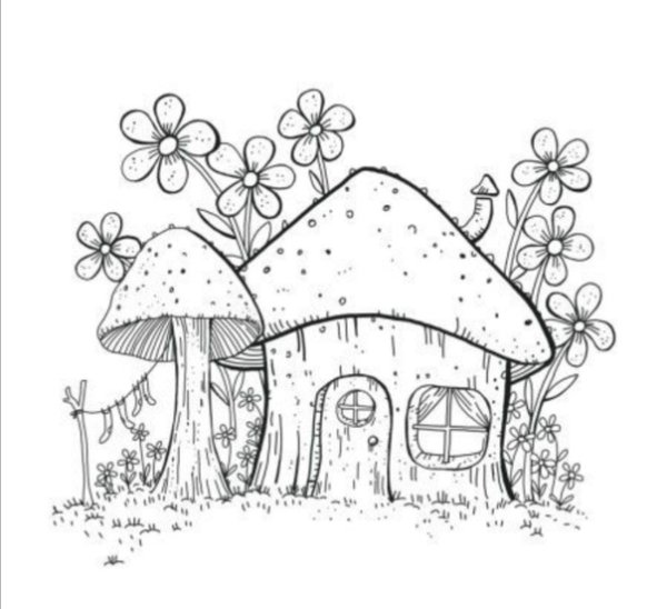 Раскраски домики грибочки