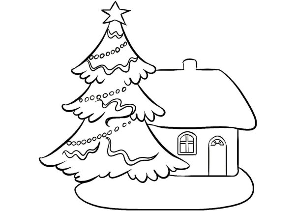 Зимний домик раскраска для детей
