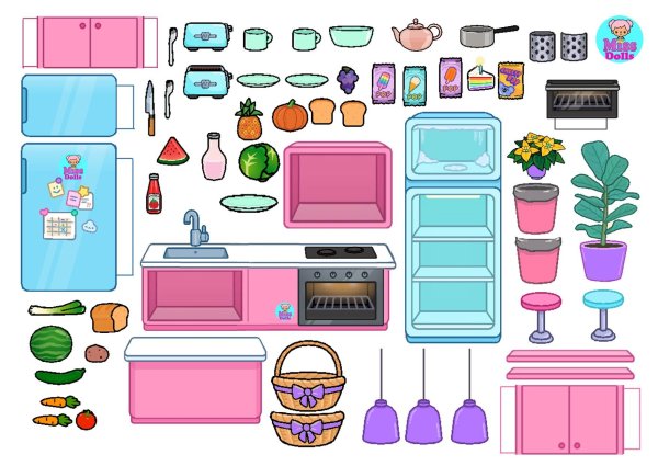 Вещи для бумажного домика кухня