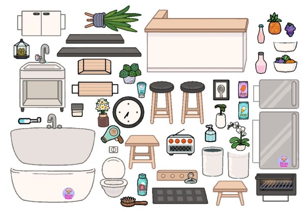 Мебель для бумажного домика тока бока