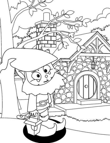 Домик гномов раскраска