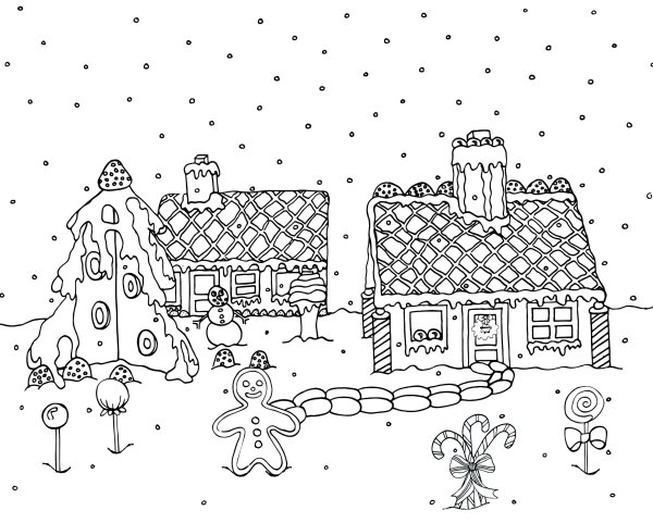 Разукрашка Пряничный домик