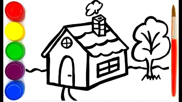 Домик раскраска для малышей
