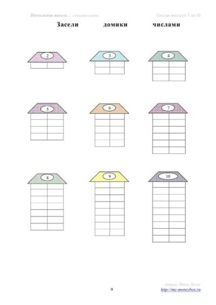 Пустые домики числовой состав чисел