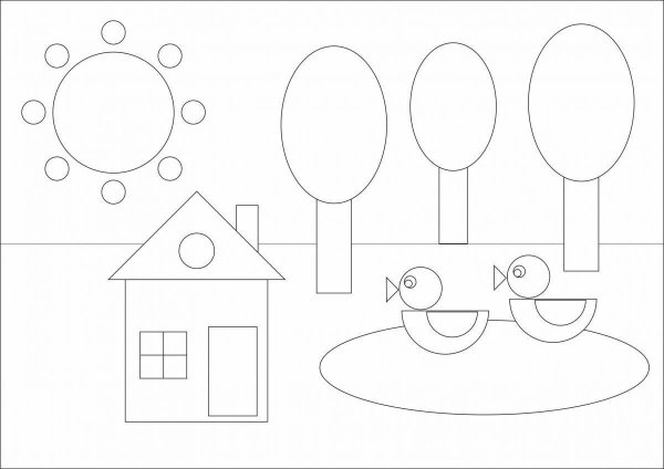 Рисование геометрическими фигурами для детей