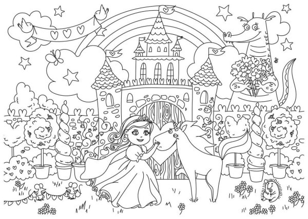Принцесса. Раскраска