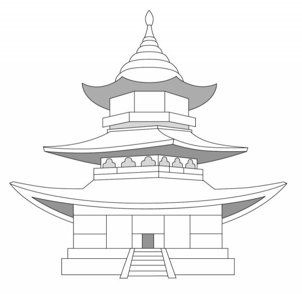 Китайский домик раскраска