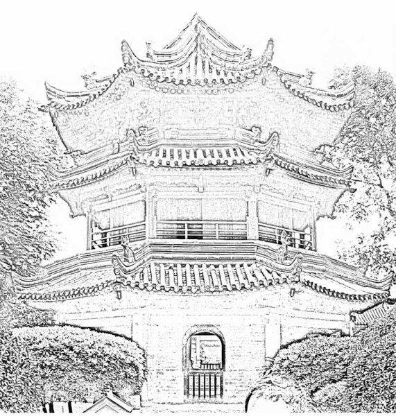 Эскиз пагоды древнего Китая