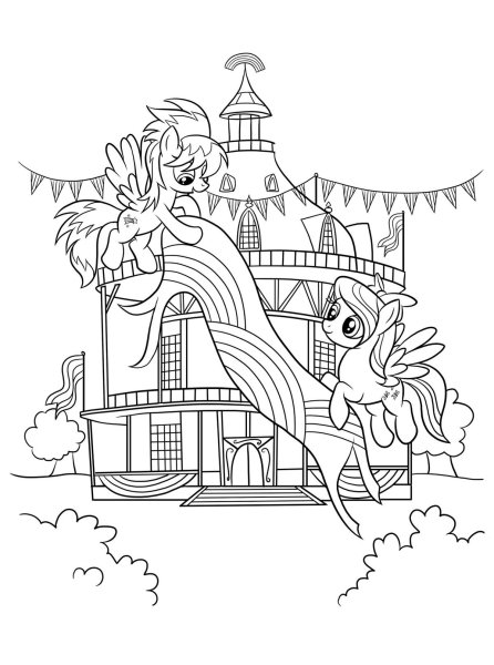 Раскраска домик пони девочка