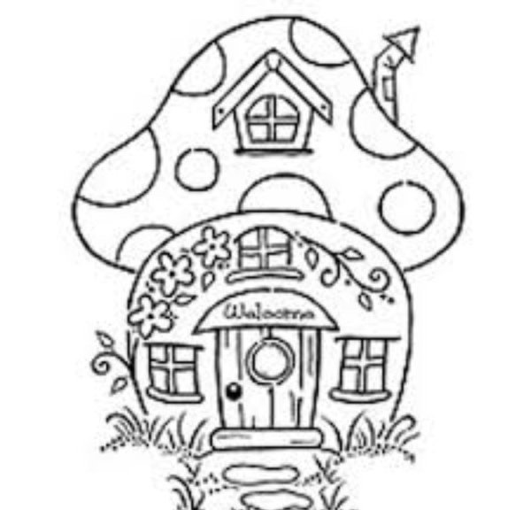 Домик грибок раскраска