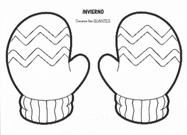 Шаблон варежки для рисования
