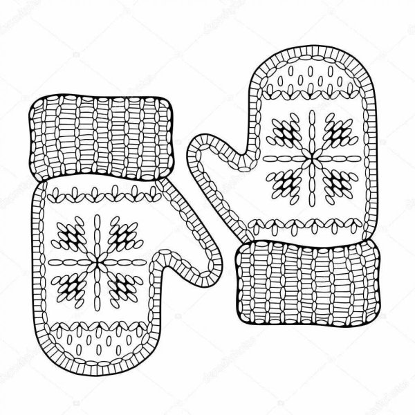 Варежки для раскрашивания с узорами