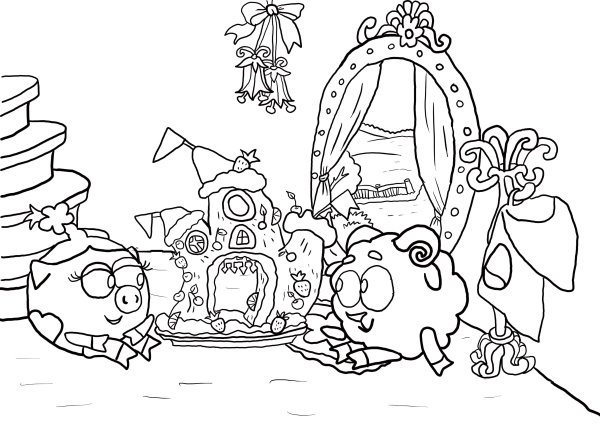 Раскраска Смешарики дом Бараша