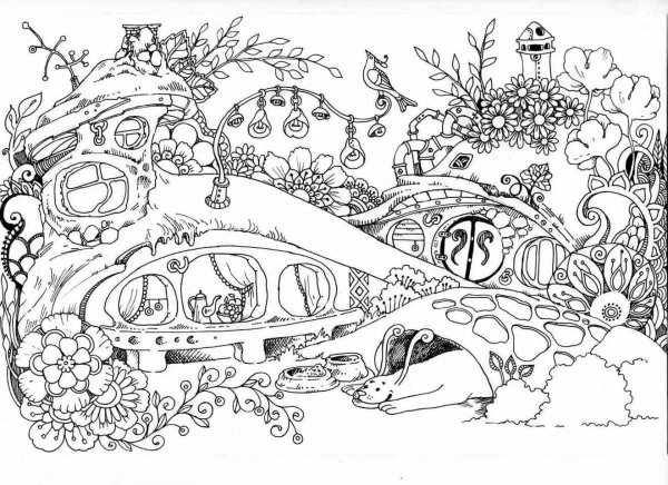 Раскраска домик эльфов