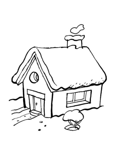 Раскраска заснеженный домик