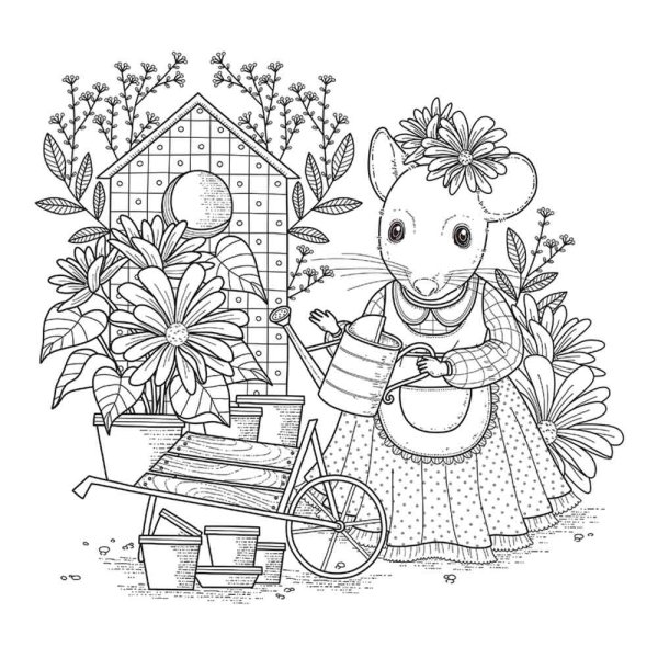 Мышка Хозяюшка раскраска