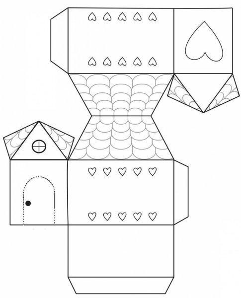 Объемный дом из бумаги схема