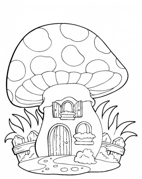 Домик гриб раскраска