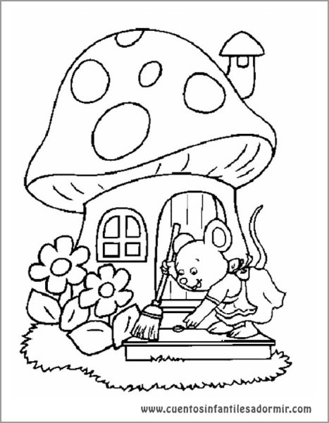 Домик гриб раскраска