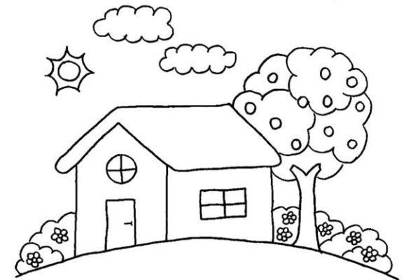 Домик с дорожкой раскраска