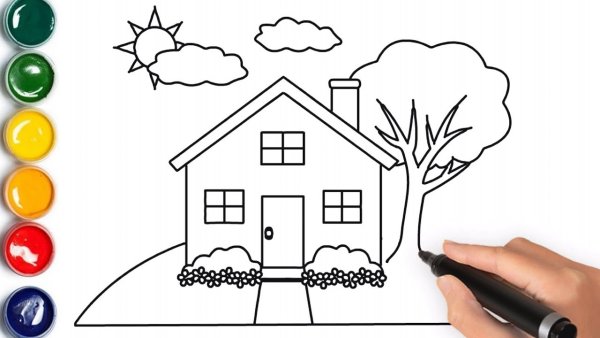 Домик раскраска для малышей