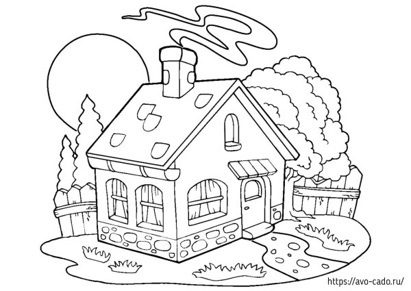 Картинка домик раскраска