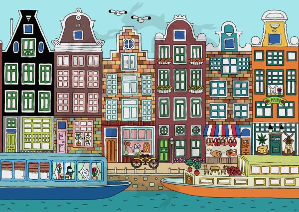Голландские домики иллюстрация