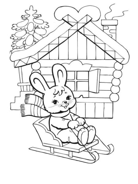 Раскраски к сказке Заюшкина избушка для детей