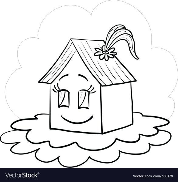 Домик рисунок черно белый