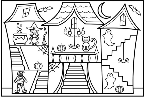 Дом монстр раскраска