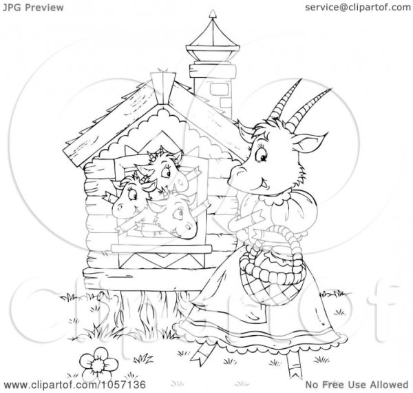 Раскраска домик семерых козлят