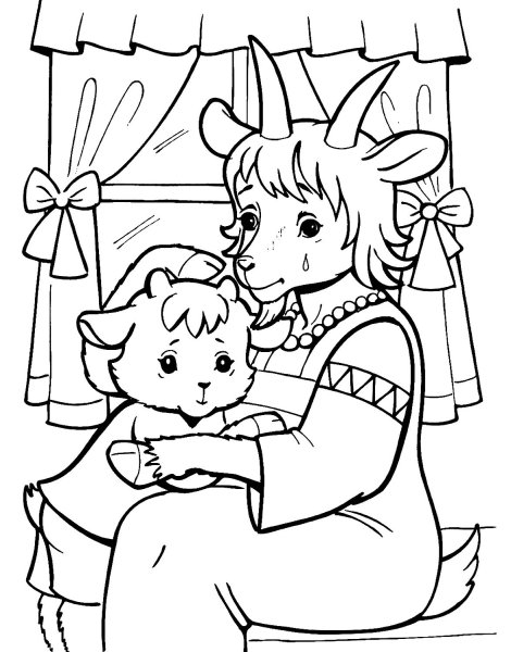 Волк из сказки семеро коллятраскраска для детей