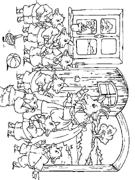 Сказка волк и семеро козлят картинки раскраски