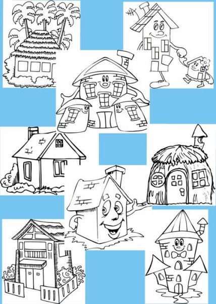 Домики для эмоций раскраска