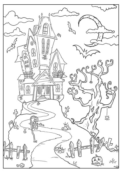 Раскраска дом с привидениями