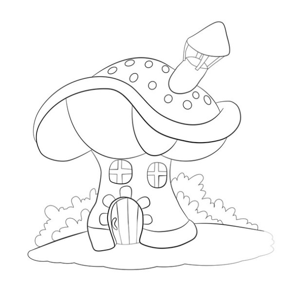 Домик грибок раскраска