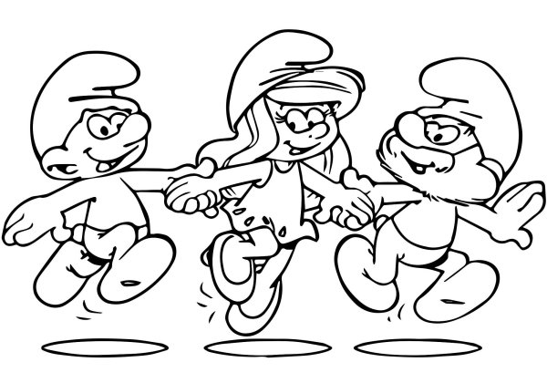 Смурфики раскраска