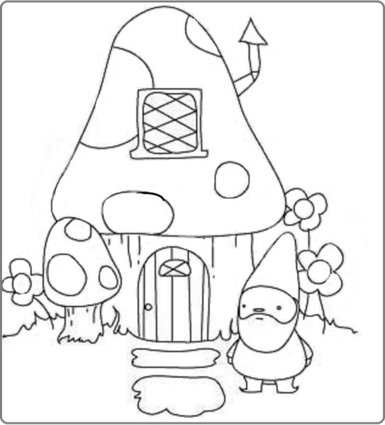 Домик гномов раскраска
