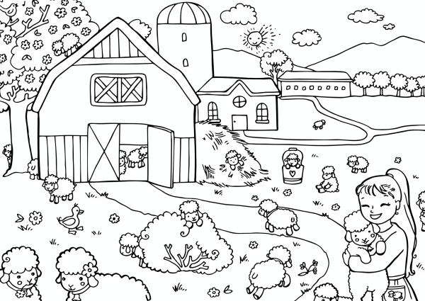 В деревне. Раскраска
