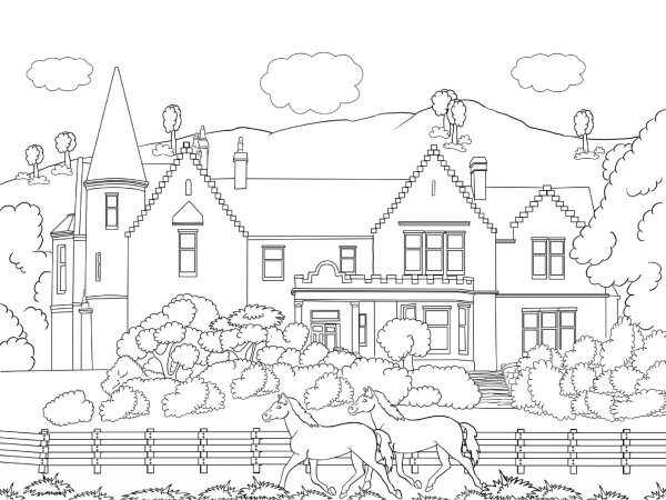 Пейзаж раскраска для детей