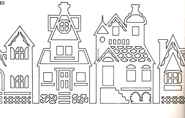 Трафареты на окна домики