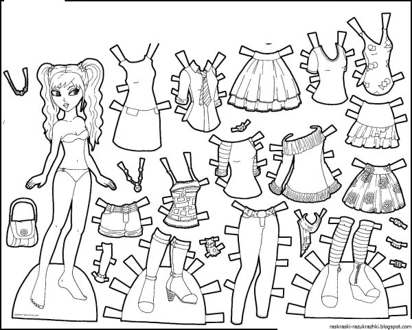 Куклы одевалки раскраски вырезалки