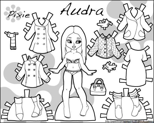 Куклы с одеждой для вырезания черно белые