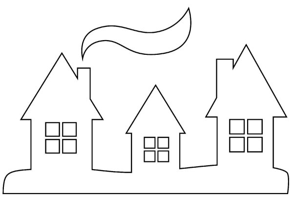 Трафарет домика для вырезания