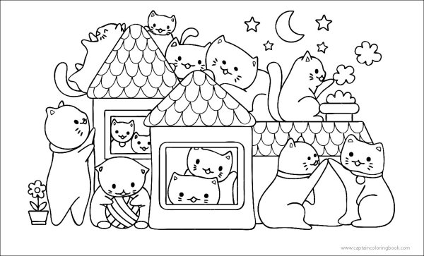 Раскраски для детей много котят играются