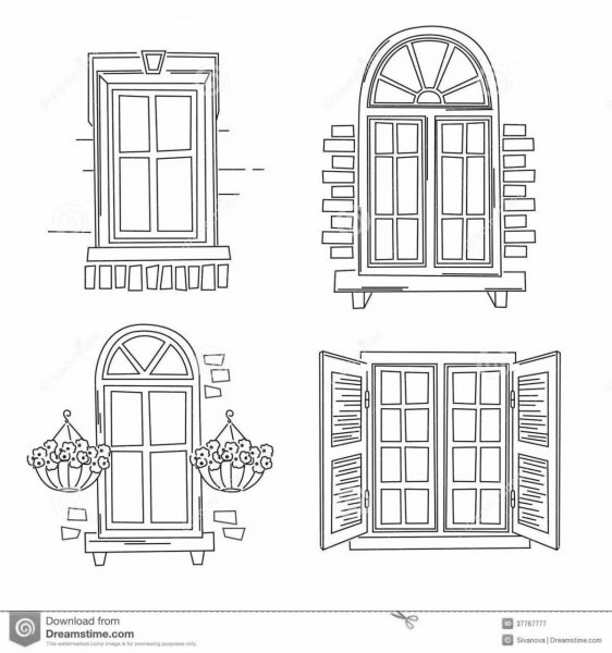 Красивые окна раскраска