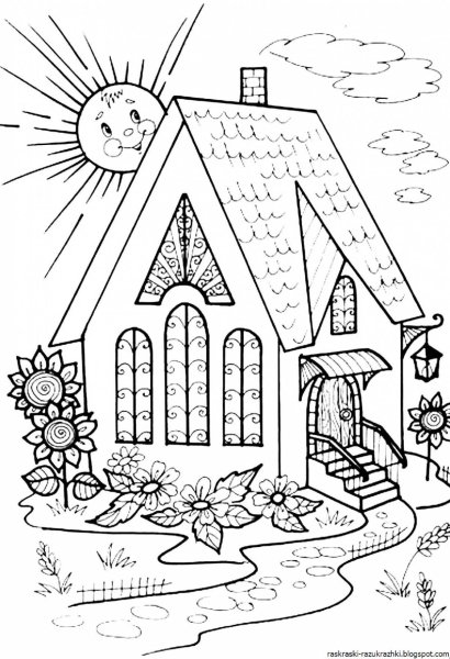 Раскраска. Домики