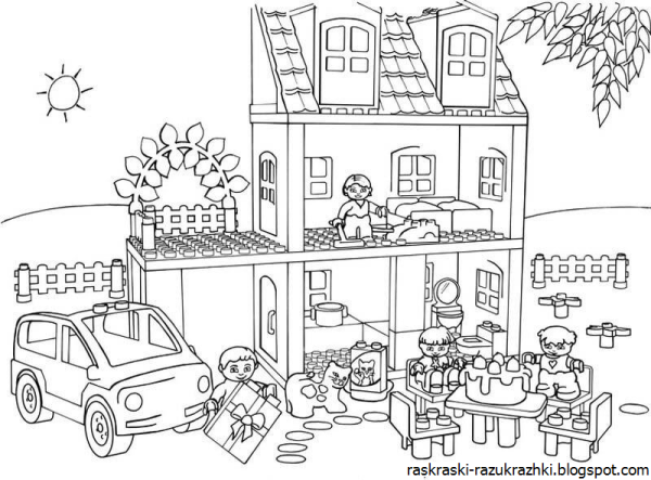 Раскраски лего френдс лего домики