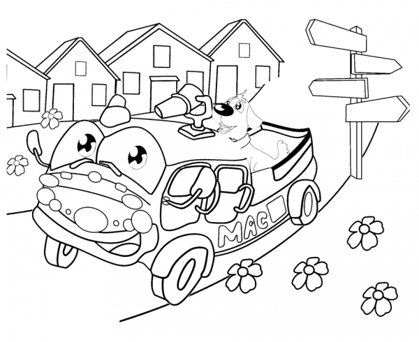 Раскраска дом с машиной